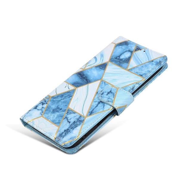 Compatible For iPhone 17 Air Case Painted Marble Pattern Leather Phone Cover With Wrist Strap