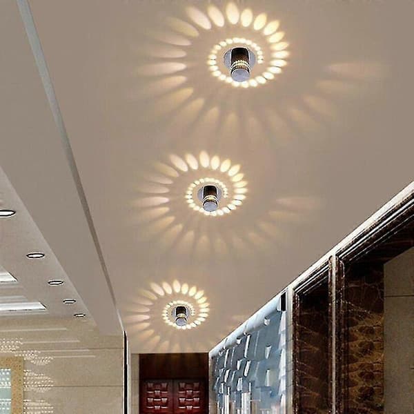3W Innfelt Rund LED Takspotlight, Spiral Justerbar Gang Downlight