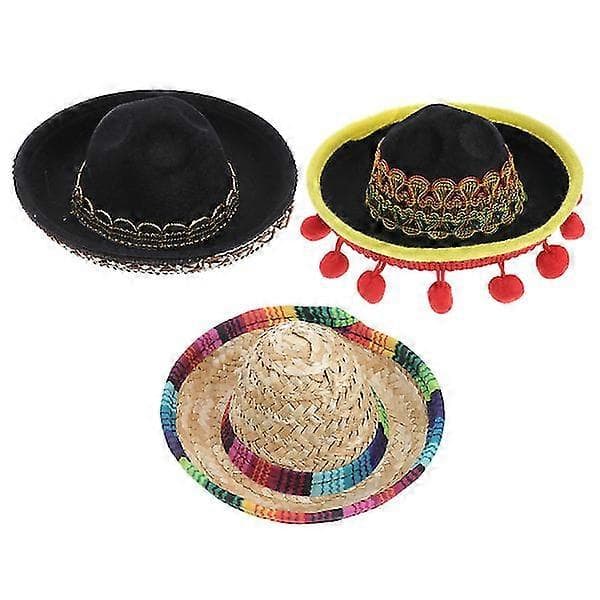 3 stk. Halloween kæledyrsdekorationshat Mexico-stil hat kæledyrs Halloween-kostumer