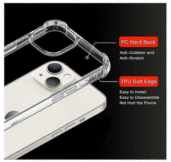 Etui til iPhone 13 (6,1 tommer), (Airbag-beskyttelse) Kofangerbeskyttelse til iPhone 13 (Klar)