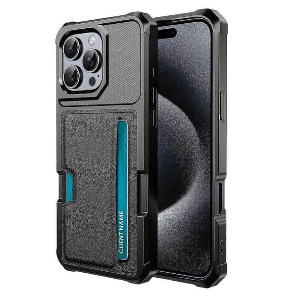 Iphone 16 Pro -kotelo korttipaikalla, nahka+TPU-suojakuori