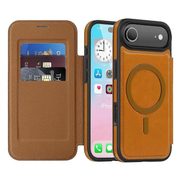 For iPhone 17 Air Case Compatible with MagSafe Card Holder Leather Phone Cover
