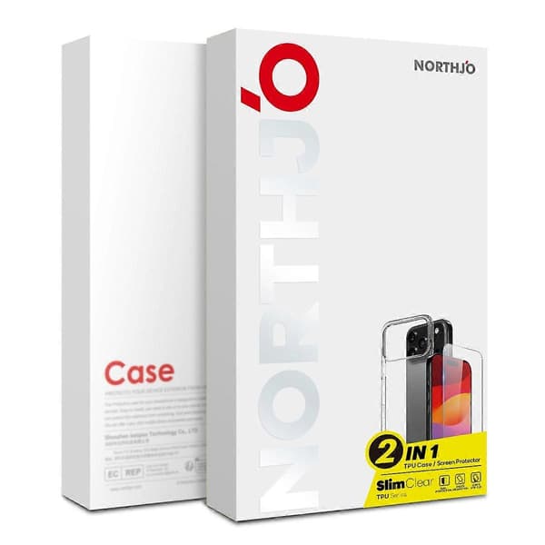 NORTHJO For iPhone 17 Air Case Soft TPU Clear Phone Cover With Tempered Glass Screen Protector