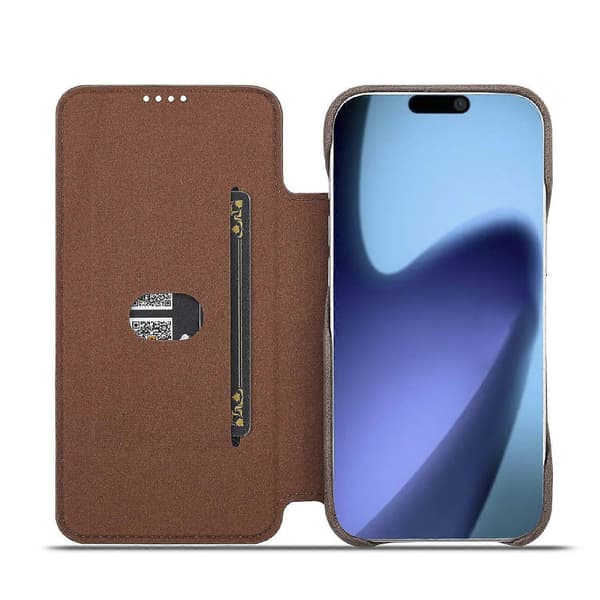 LC.IMEEKE Til iPhone 17 Air Etui Kortholder Stativ Læder Telefoncover - Kaffe