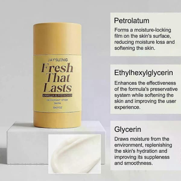 Langvarig duft Vanilje & Pistacie Deodorant Balm, 30g Ikke-klæbrig Solid Stick til Effektiv Kropslugtkontrol & Frisk Hud