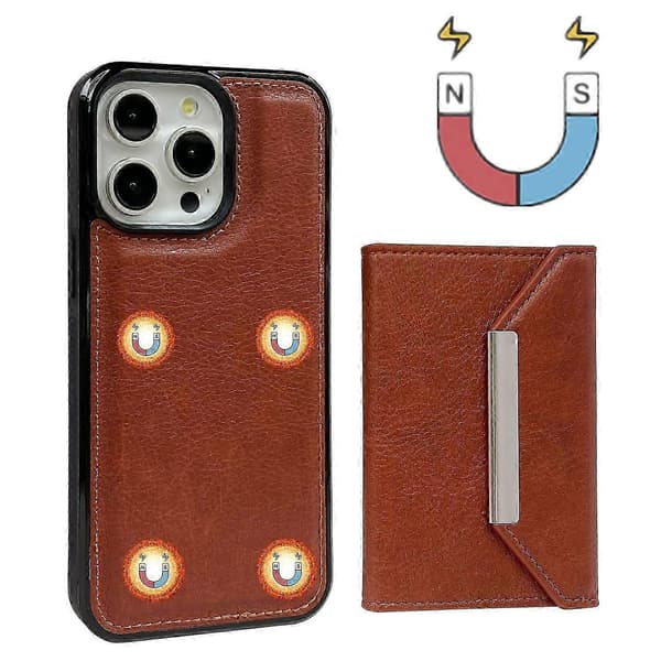 Iphone 16 Pro -kotelo, korttilaukku, jalusta, TPU+PU-puhelinkuori - Harmaa