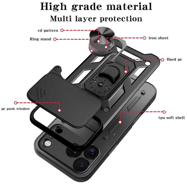Skydende kameradæksel Design TPU+PC telefoncover (til iPhone 17 Pro Max)