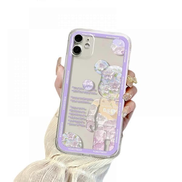 Violent Bear 3D Mykt TPU Telefondeksel til iPhone 13 Pro Max (lilla)