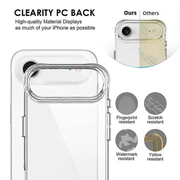 Kompatibel til iPhone 17 Air Case PC + TPU Droppsäker Transparent Telefoncover