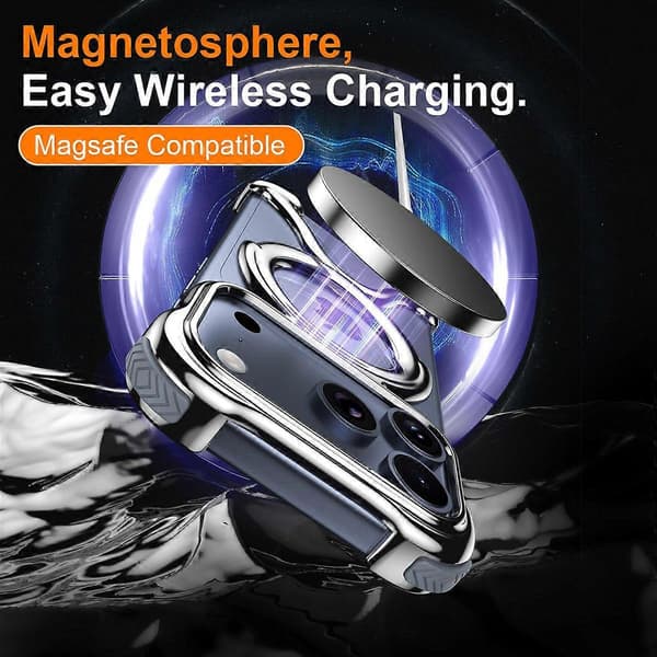 För iPhone 17 Pro Max Bumperfodral Hårt PC Magnetiskt Telefonfodral Ihålig Värmeavledning