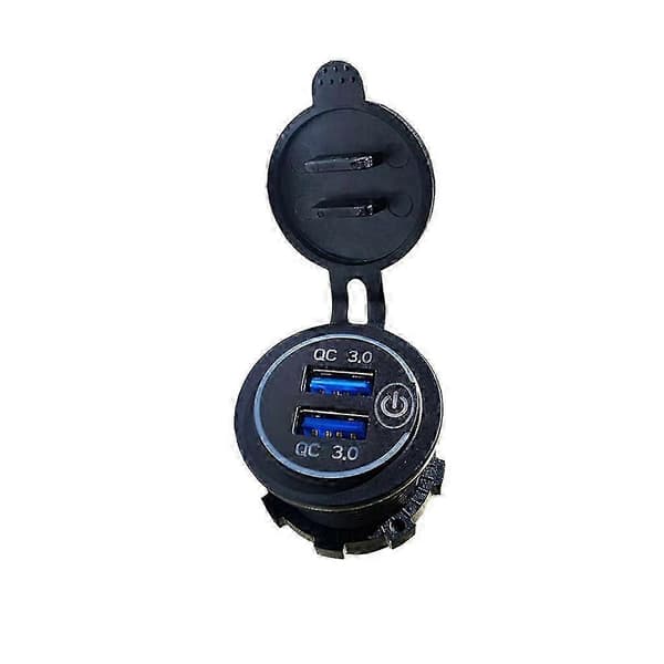 12v/ 24v Dual Usb Qc 3.0 Led Fast Charger Touch Switch til bilbåd motorcykel