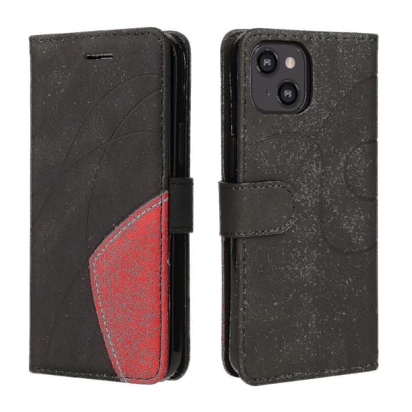 iPhone 13 Cover Kort PU Holder Læder Cuir Pung Flip Cover - Sort