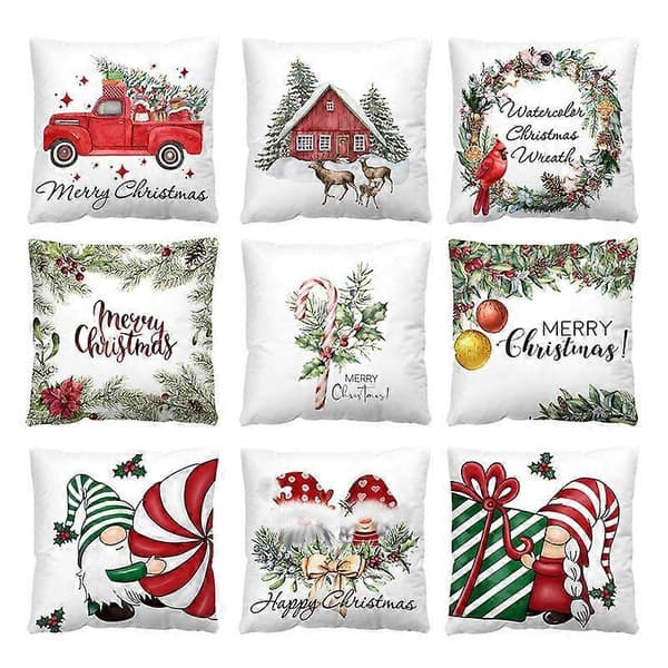 Jule-elg træ pudebetræk 45x45cm pyntepudebetræk vinter julepynt til hjemmet træ hjort sofa pudebetræk