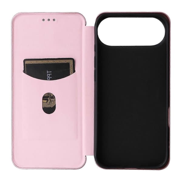 För iPhone 17 Air Fodral Kolfibertextur Droppsäkert PU-läder Telefonfodral