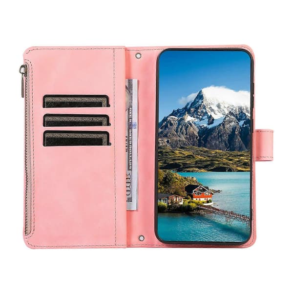 Til iPhone 17 Air Etui 9 Kortpladser Rhombus Design Læder Telefoncover med Håndledsrem