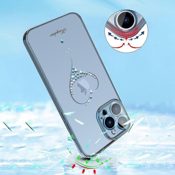 Plating Crystal Love Heart-deksel til iPhone 13 Pro Max / 13 Pro / 13, støtsikkert heldekkende deksel