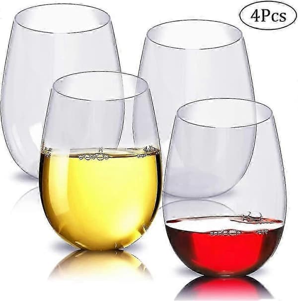 4 røde vinglass i plast, uknuselige vinglass sammen, til ferie, bryllup 450 ml