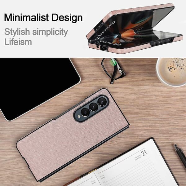 Krydsmønster foldbart etui til Samsung Galaxy Z Fold4 (rødguld)