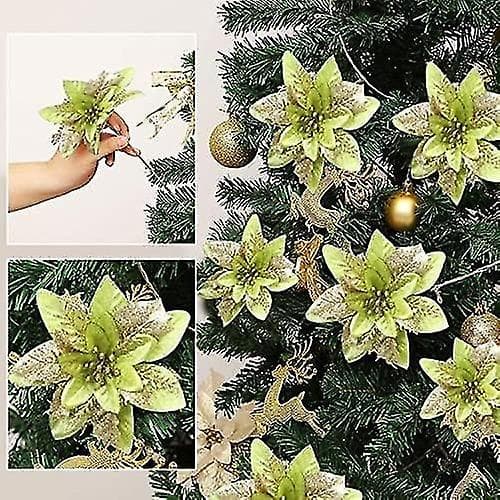 12 stk. kunstige juleblomster, julestjerne juleblomst, juleblomst, juletrepynt