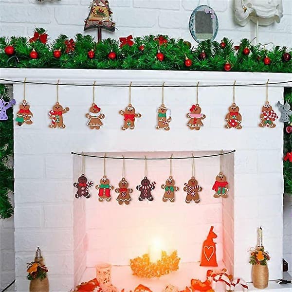 Mini pepperkakemann-pynt til jul, plast-pepperkakemann for juletreoppheng, juledekorasjoner
