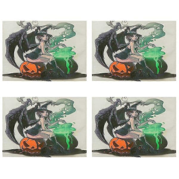 4 stk Halloween bordmatte for Halloween-dekorasjoner
