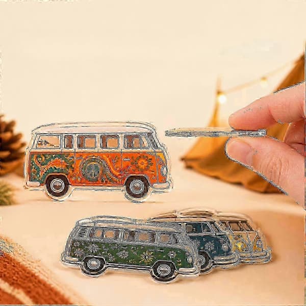 2026 Campervan Julekalender med 24 flade akryl-samleobjekter, jule-nedtællingsgave til campingentusiaster