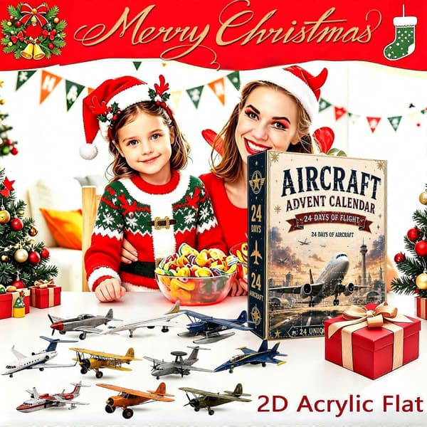Jule-adventskalender blind box, 24 flymodeller, 2D flad akryl