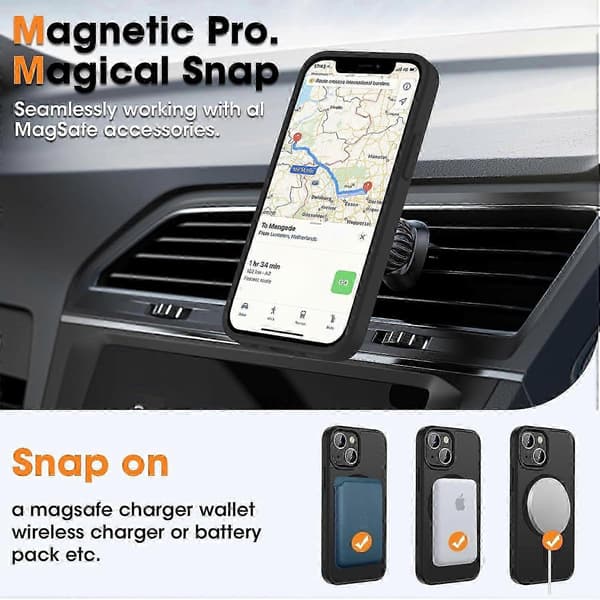 iPhone 12 Mini-deksel, iPhone 13 Mini-deksel kompatibel med MagSafe magnetisk tynt deksel svart