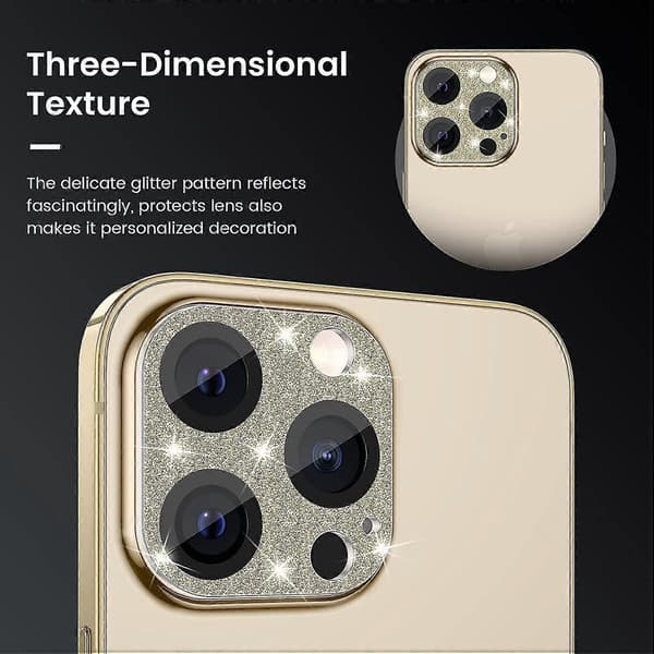 Iphone 13 Pro - Iphone 13 Pro Max Kameraskydd - Guldglitter