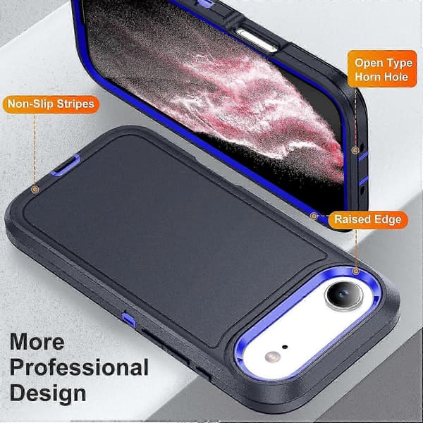 Q7b For iPhone 17 Air-deksel PC + silikon + EVA 3-i-1 støtsikkert Y1W-telefondeksel - Mørkeblå + Safir