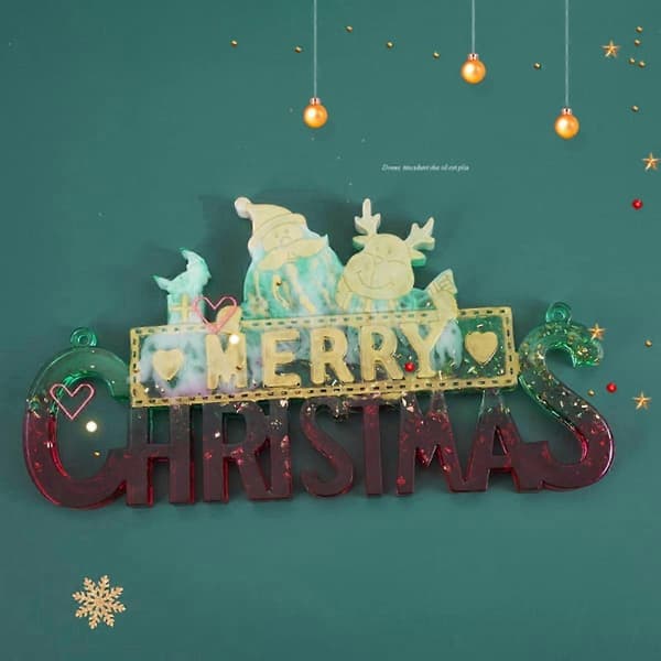 Juleform til juletræspynt Krystal epoxy silikoneforme Julebogstav epoxy silikoneform Glædelig jul Juletræ Jul