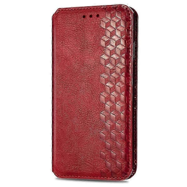 Til iPhone 16 Pro etui Rhombus præget PU læder pung telefoncover - Grå