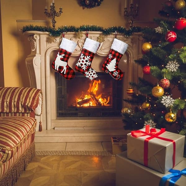 3 stk. julestrømper julepynt julegavepose