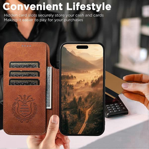SUTENI J06 For iPhone 17 Air Case Litchi Texture Leather Wallet Phone Case Compatible with MagSafe