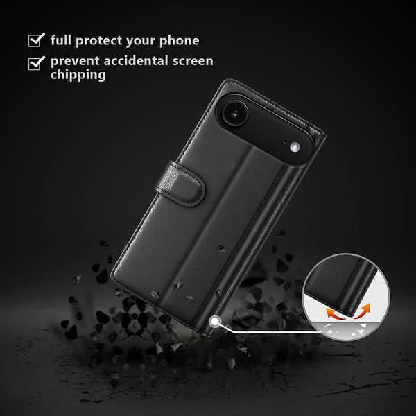 Kompatibel til iPhone 17 Air Case Ægte Split Læder Telefoncover Pung Kortplads