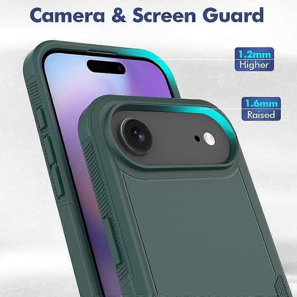 Til iPhone 17 Air-deksel 2-i-1 PC+TPU støtsikkert telefondeksel - Mørkegrønn