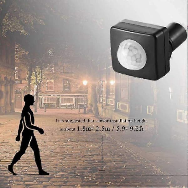 220V Mini Infrarød Kroppssensor Infrarød Kroppssensorbryter LED Flomlys PIR Bevegelsessensor Justerbar Svart