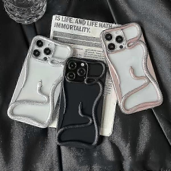 Til iPhone 16 Pro Max Bumper Case 3D Snake Hollow TPU Telefondeksel - Glansfull Vinrød