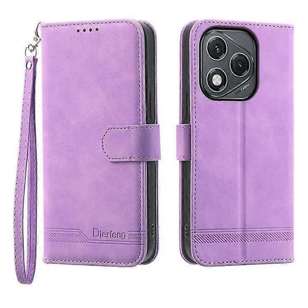 For Honor 400 Lite 5G Etui Linjer Præg Pung Læder Telefoncover (Lilla)