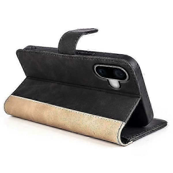 För iPhone 16 Fodral Plånbok Dubbelfärgat Flip Läder Telefonfodral