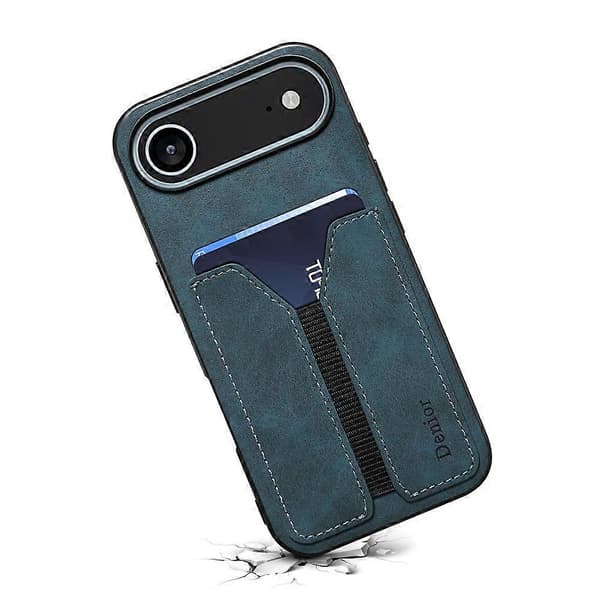 DENIOR Kompatibel med iPhone 17 Air Case Elastisk Kortholder PU-skinn + TPU + PC Telefondeksel