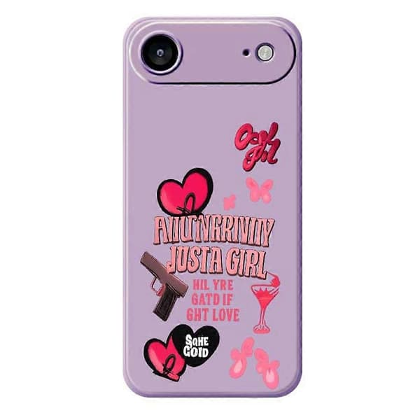 For iPhone 17 Air-deksel Rosa elementmønsterutskrift Rett kant TPU-telefonbakdeksel