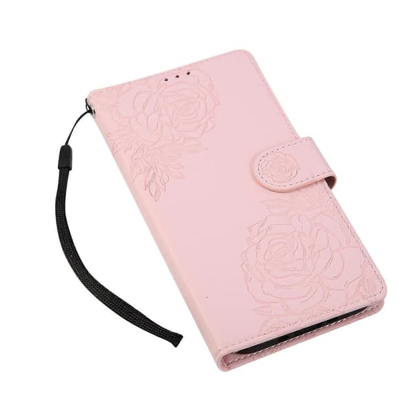 Til iPhone 17 Air Etui Rose Blomst PU Læder Pung Telefoncover med 3 Kortpladser/Håndledsrem