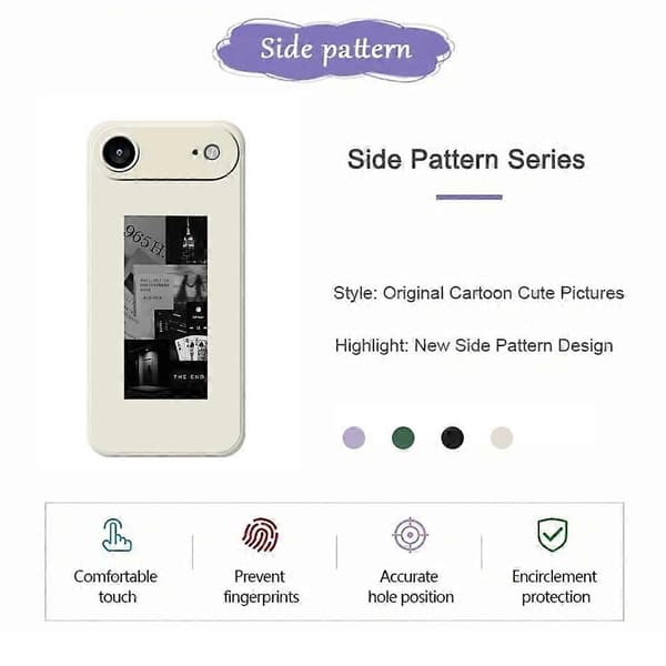 For iPhone 17 Air Case Stitching Photos Pattern Printing Straight Edge TPU Phone Back Cover - Beige