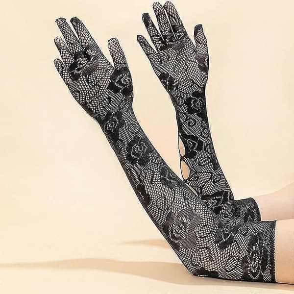 Mode Mesh Handskar Gotiska Mörka Mesh Handskar Halloween Cosplay Handskar