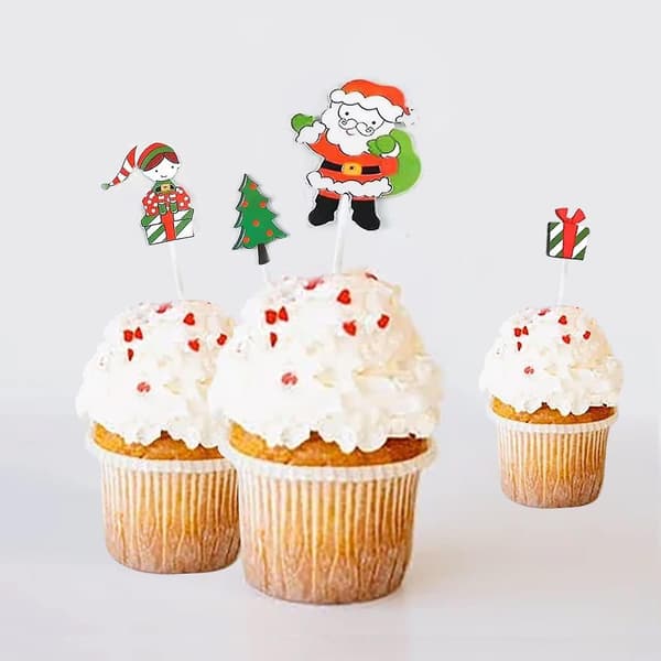 10 stk. julecupcake-dekorasjoner, juletoppere til kaker, juletoppere til cupcakes, jul