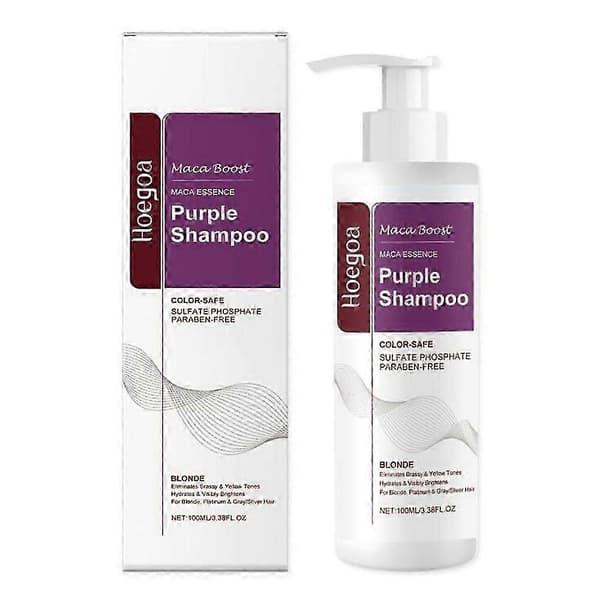 Maca lilla hårmaske og lilla shampoo sæt, neutraliserer gullige og messingfarvede toner (Shampoo)