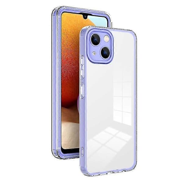 Til iPhone 13 3 i 1 Klar TPU Farve PC Ramme Telefoncover (lilla)