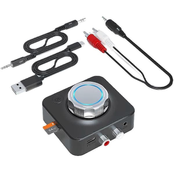 Bluetooth 5.0 lydsender-mottaker, 3,5 mm AUX til 2RCA, dobbel enhetskobling