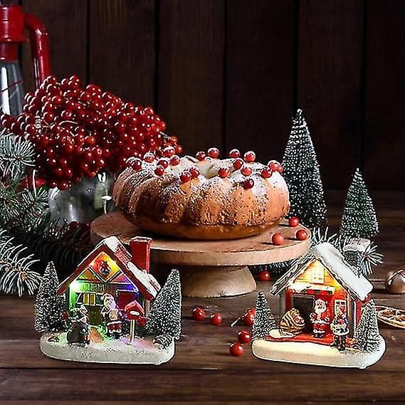 Lysende julepynt i harpiks, retro julesamleobjekter, små julegaver